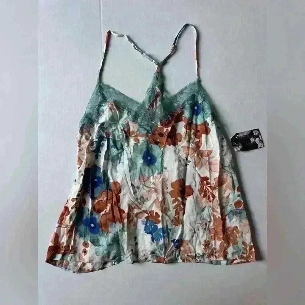 Midnight Bakery 100% Rayon Sleepwear Floret Cami Pajama One Piece Size L.